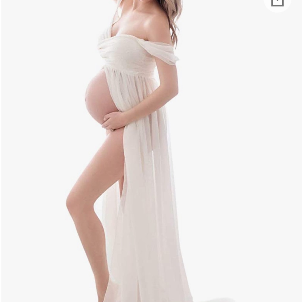 Maternity off shoulder dress - chiffon - open front